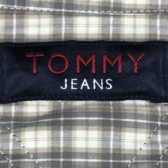 Tommy Hilfiger Button Up Shirt Mens 2XL XXL Brown White Plaid Tommy Jeans - Picture 9 of 10